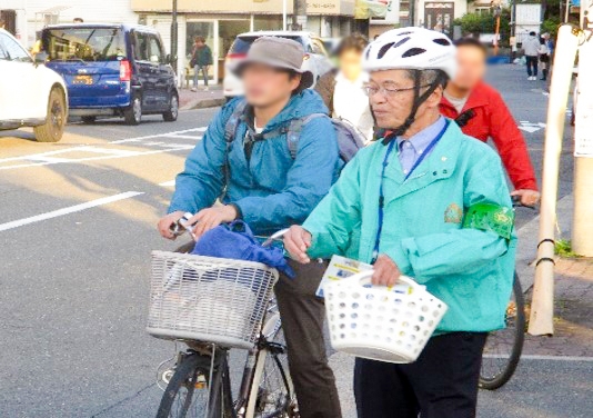 叡山電鉄出町柳駅周辺で自転車乗車時のヘルメット着用を呼び掛け
